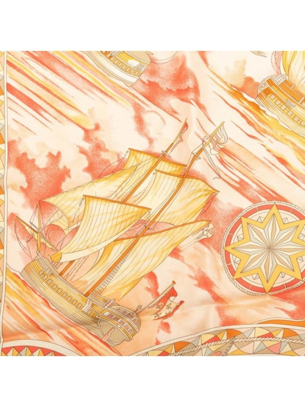 Hermes Carre 90 Magnificent Frigate Fregates Magnifiques Scarf Orange Multicolor - Picture 5 of 8